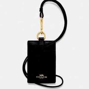 NEW! COACH Lanyard ID Card Case, Black/Gold, Grosgrain Leather, NWT, FABULOUS!